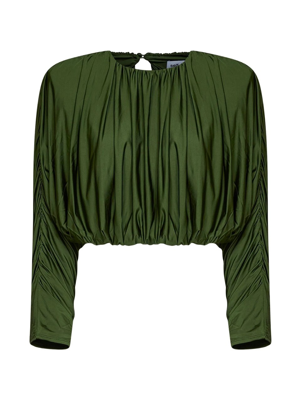Olive Jersey Gathered Top