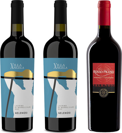 Vini rossi 3 bottiglie miste: 2 Lacrima di Morro d'Alba DOC Classico 2021 - 1 Rosso Piceno DOC 2022