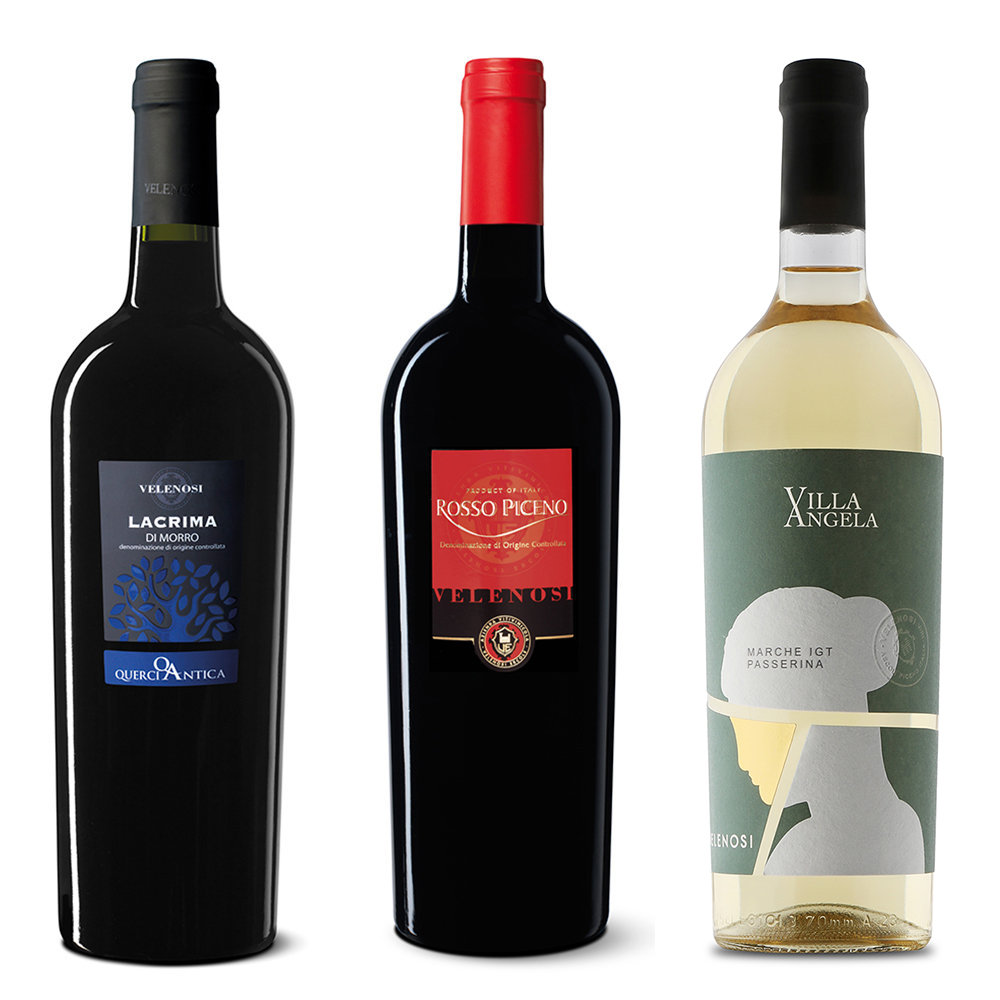 Image of 3 bottiglie miste: Lacrima di Morro d'Alba DOC Classico 2020 - Rosso Piceno DOC 2020 - Passerina Marche IGT 2021