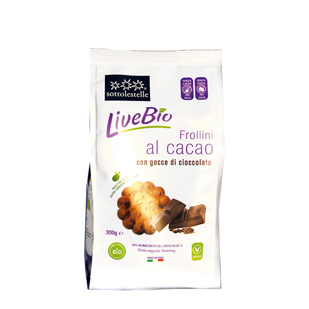 8 confezioni - Frollini Livebio al Cacao BIO 300 gr