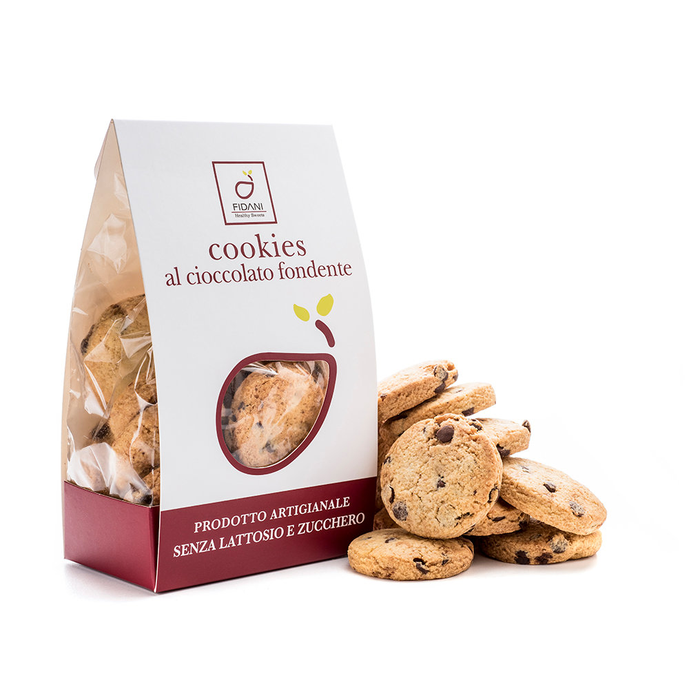 6 confezione da 200 gr Biscotti Cookies al Cioccolato Fondente Fidani