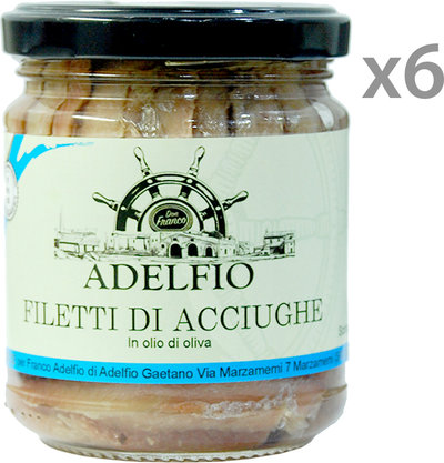 Alici & Acciughe 6 vasetti - Filetti di Acciughe all'olio d'oliva 200 gr
