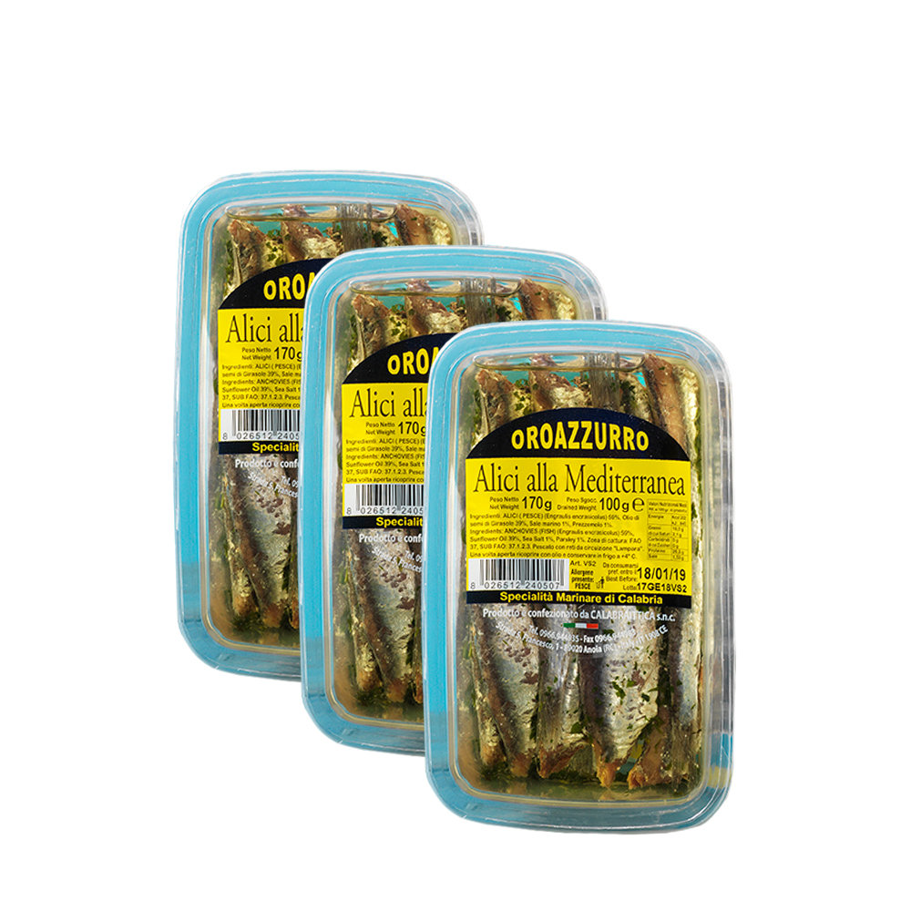 3 vaschette - Alici alla Mediterranea 170 gr