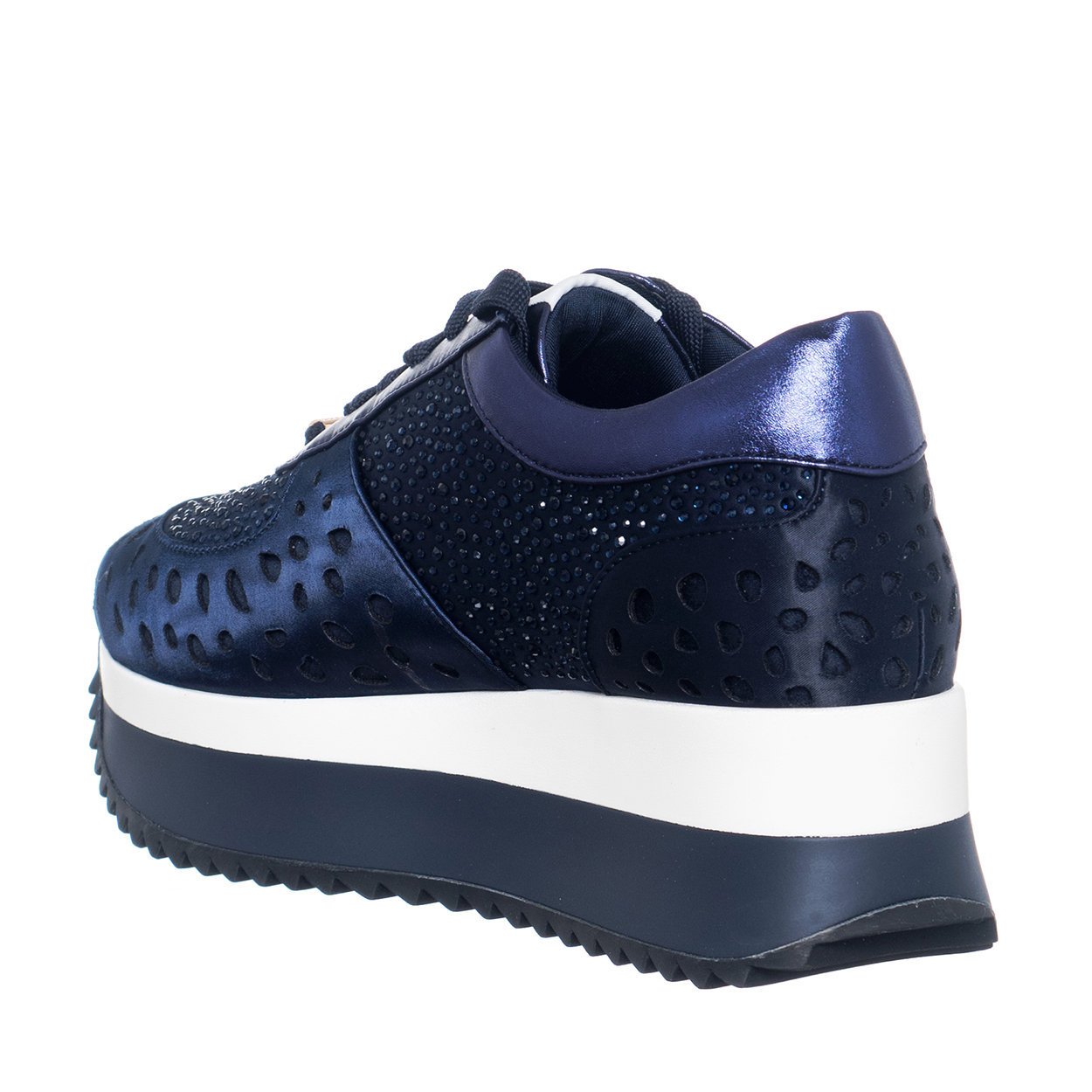 Credemshop by Ventis - Sneakers blu con brillantini e zeppa bicolore