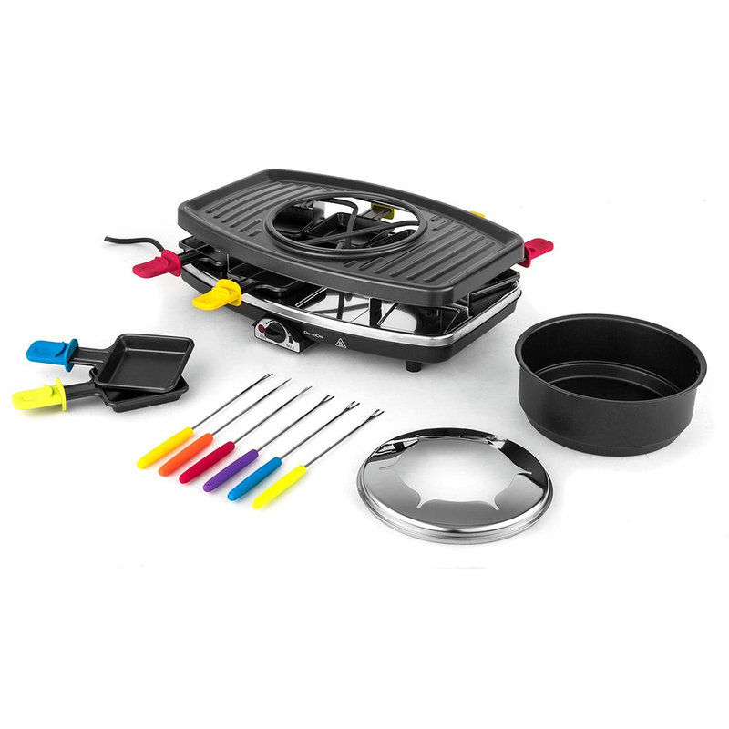 Raclette / grill / fondue 8 pans, black