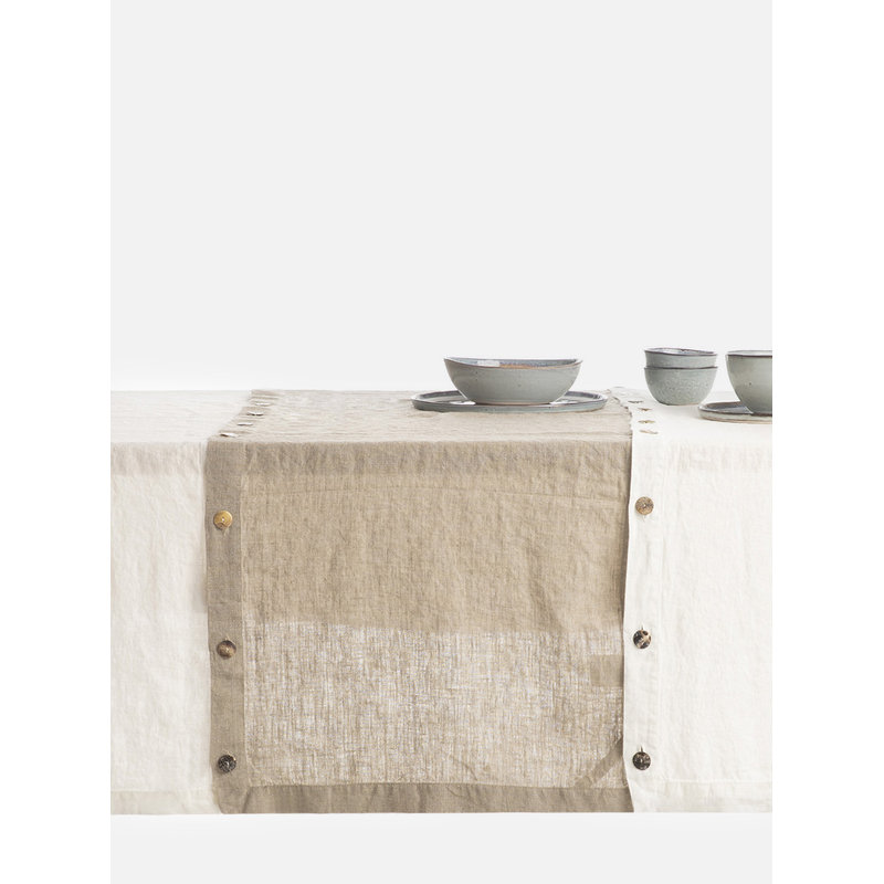 Set of 2 Tablecloths modular + Runner with buttons - La fabbrica del lino -  TMQ