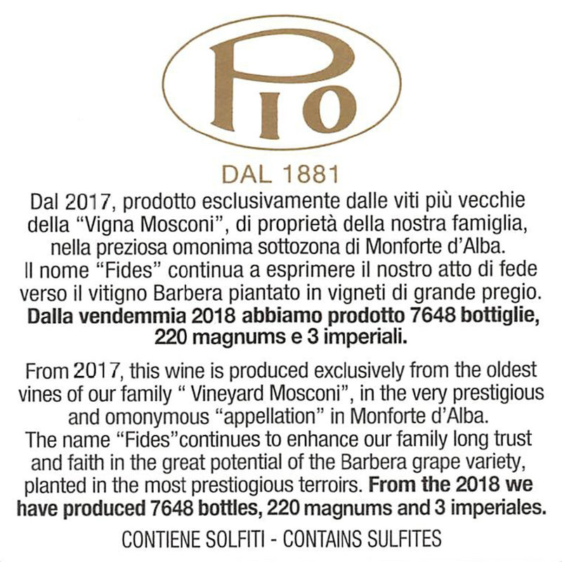 Fides Barbera d'Alba Superiore Vigna Mosconi - Pio Cesare