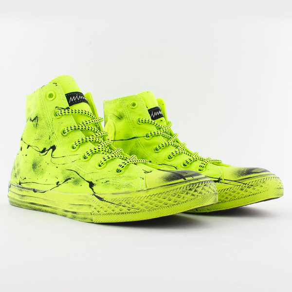 CONVERSE ALL STAR Sneakers alte in tessuto con spruzzi giallo fluo