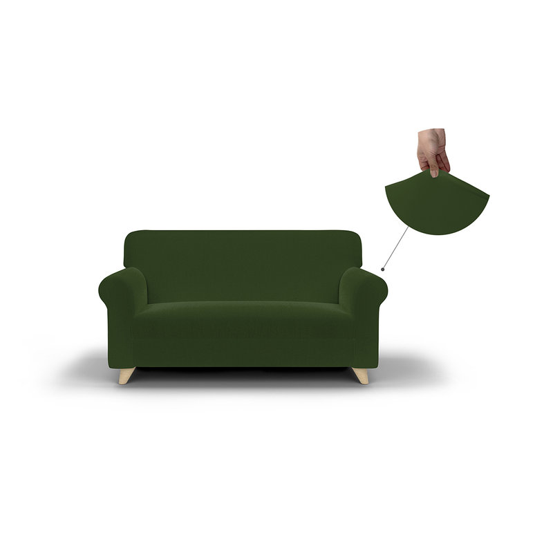 Two-elastic moulded sofa cover, stretchable smooth structure fabric MORE  BEAUTIFUL, dark green 813 - DATEX - Purchase on Ventis.