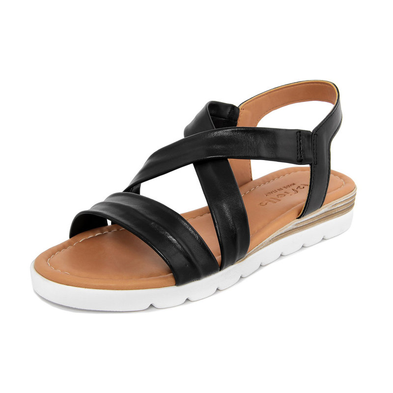 Black leather wedge sandals - Mariella Scarpe