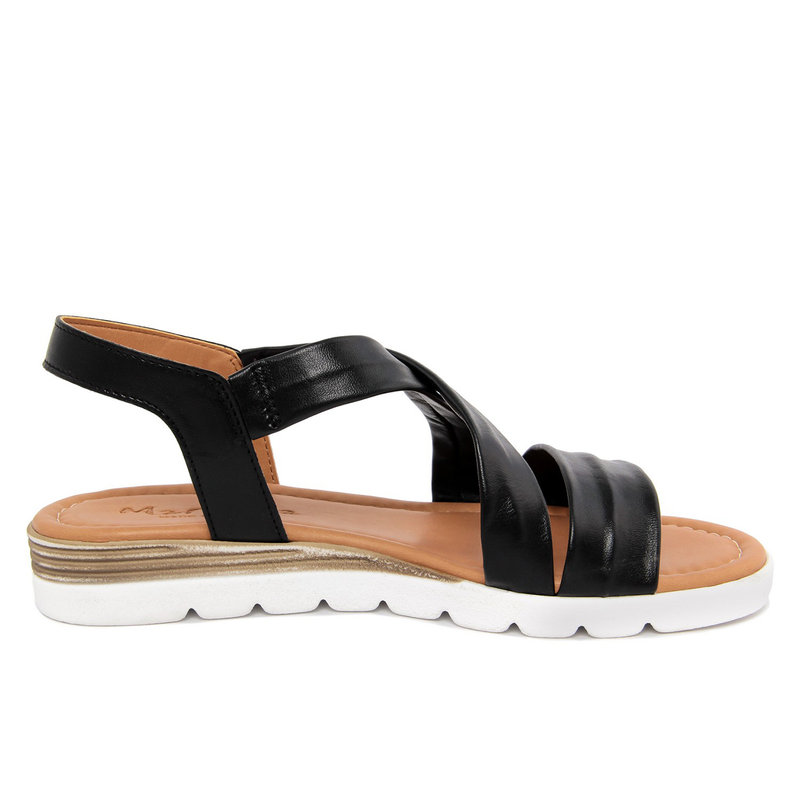 Black leather wedge sandals - Mariella Scarpe