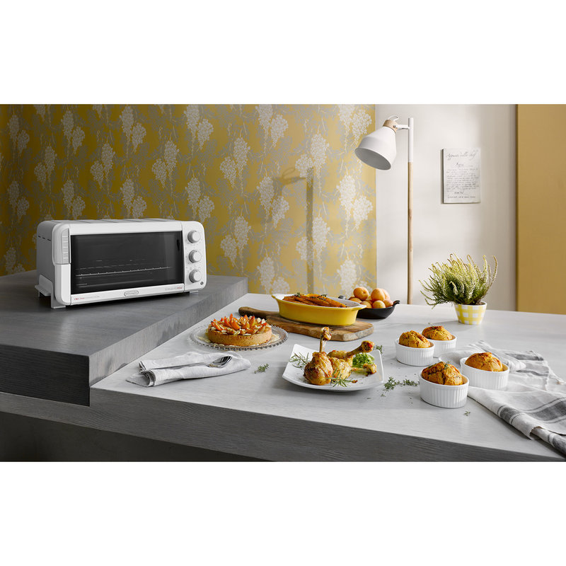 De'Longhi EO12512.WG Sfornatutto Mini, Forno elettrico,Capacità 12L,5  Funzioni di Cottura, Timer con Spegnimento automatico, Friggitrice ad  Aria,Doppia Porta in Vetro,1400W, Bianco/Grigio : : Casa e cucina