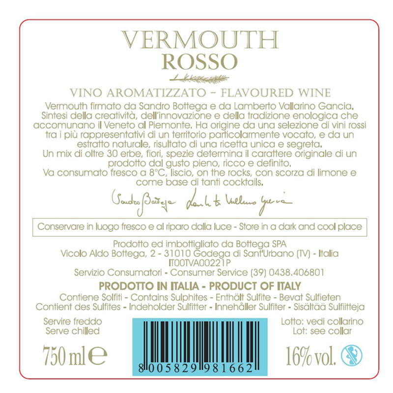 Vermouth rosso - Italian Wines, Liquors & Grappa - Bottega Spa