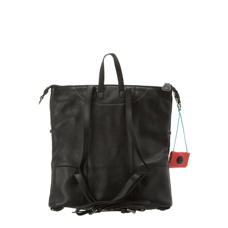 LeDonne Leather Convertible Backpack/Shoulder Bag - Black