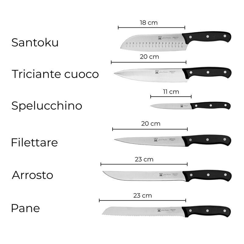 Ceppo porta coltelli da cucina professionali in acciaio