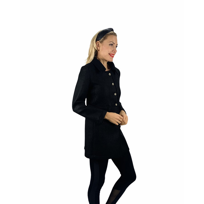 BN48 Cappotto Donna a Due Bottoni Nero