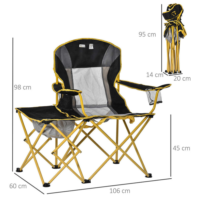 Outsunny Sedia da Campeggio Pieghevole con Tasca Portaoggetti e Borsa da  Viaggio