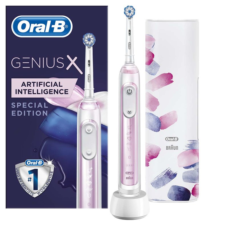 Braun Oral-B Genius X Spazzolino Elettrico 6 Modalità di spazzolamento,  Protegge le Gengive, Azione Sbiancante, Nettalingua, 1 Testina, Custodia  Viaggio, Bianco.