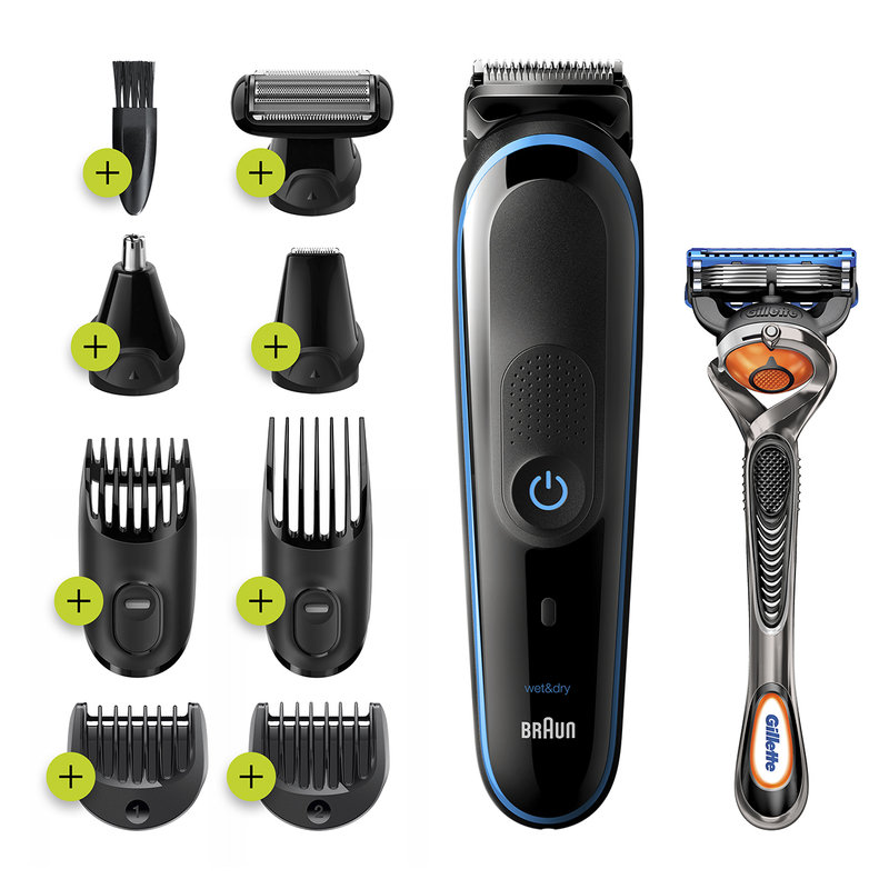 BRAUN REGOLABARBA TAGLIACAPELLI UOMO RASOIO ELETTRICO BARBA 9-IN-1 STYLING  KIT B