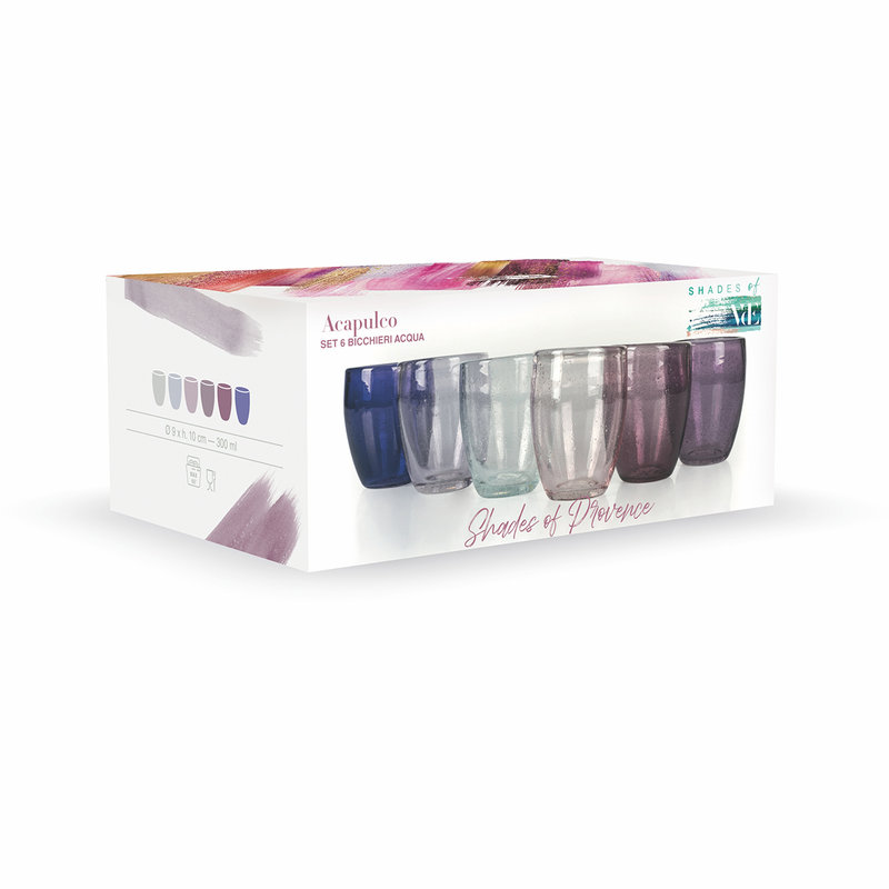 Acapulco Provence set 6 bicchieri acqua 300 ml, multicolor - Villa