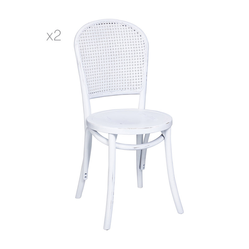 Set 2 sedie in legno white washed, schienale in paglia di vienna - Novità  Home - Purchase on Ventis.
