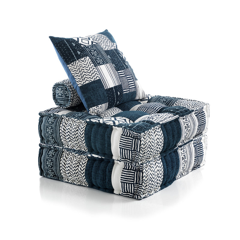 Poltrona Chaise Longue in Cotone Patchwork di Design Etnico