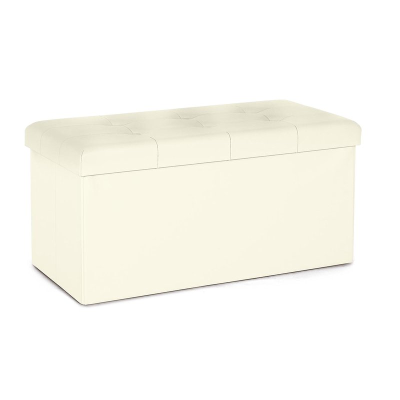 Pouf contenitore pieghevole Magda rettangolare pvc, avorio