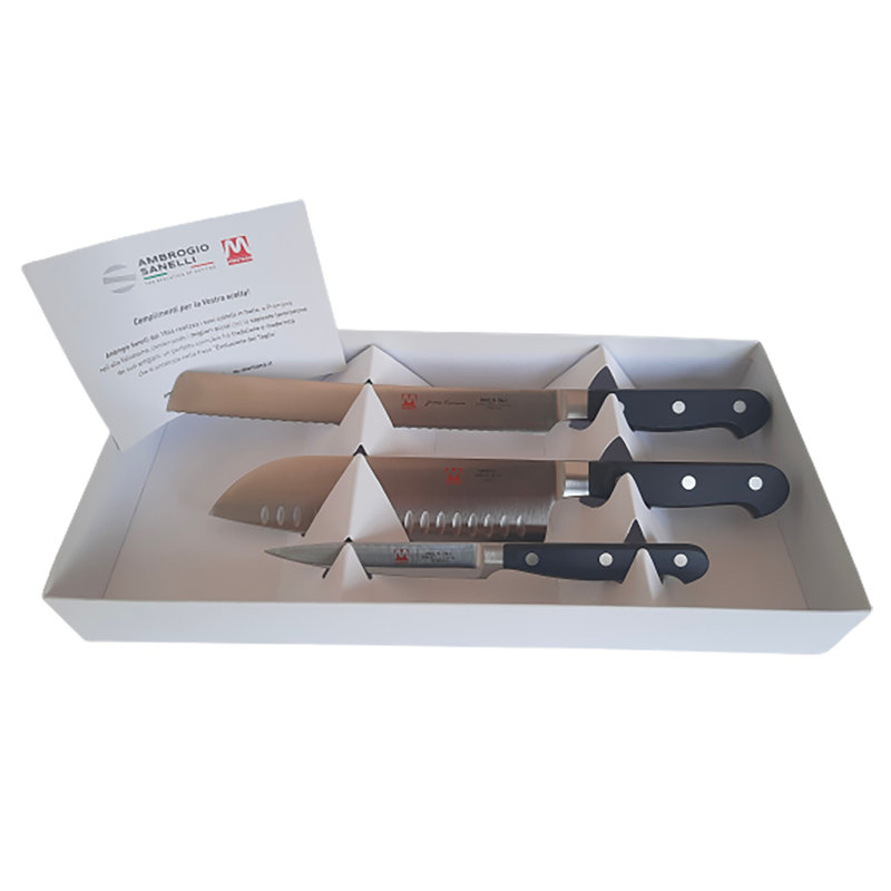 MONTANA MAITRE SET OF 3 “INDISPENSABLE” FORGED KNIVES M960.003 - Ambrogio  Sanelli Montana - Purchase on Ventis.