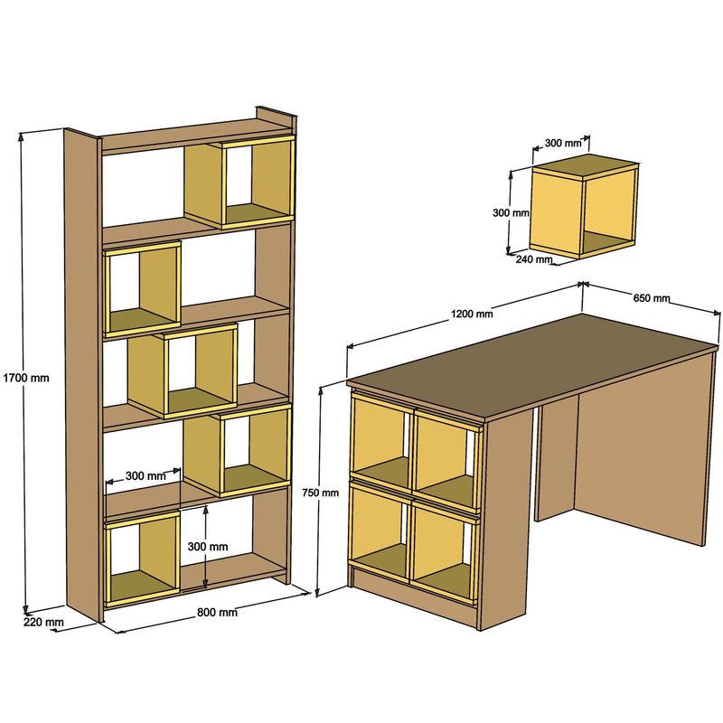 Scrivania con scaffale libreria YOUNG bianco/grigio chiaro - TFT camerette  - Acquista su Ventis.