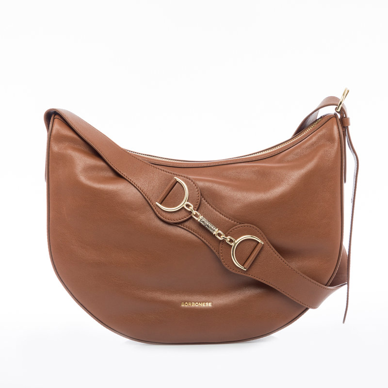 Borbonese Luna middle bag in tan leather Borbonese Purchase on