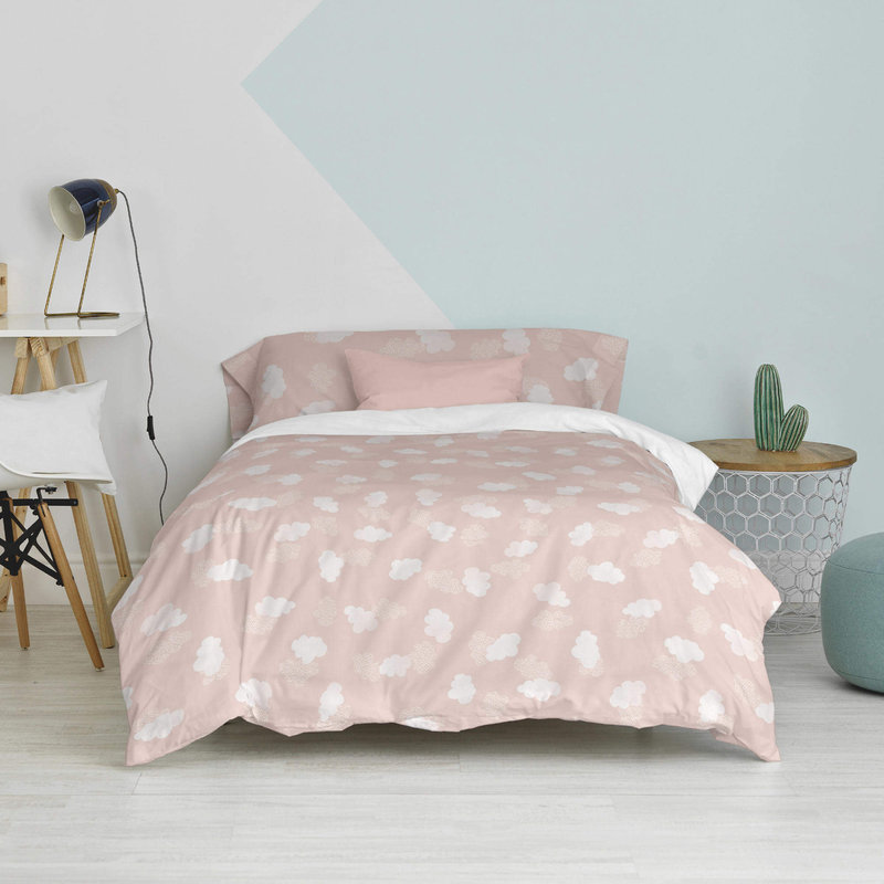 Set copripiumino 80/90 per letto (155 x 220 cm), colore: rosa - Basic Kids  - Acquista su Ventis.