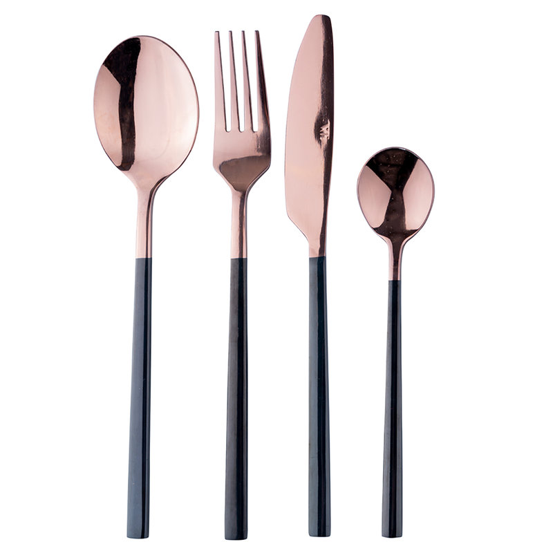 Set 24 Posate, Stylo, Acciaio Inox Opaco, Nero e Oro – Papee Home