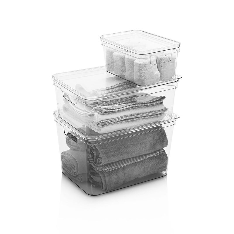 Mainstays 17 qt Plastic Sweater Storage Box, Clear, 6 Pack