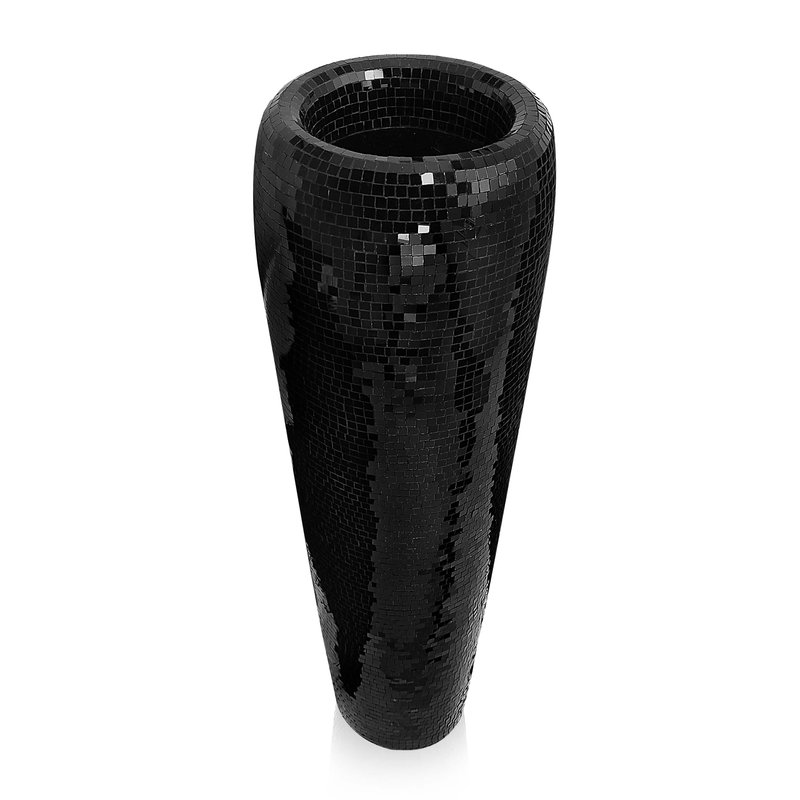 Adm - Vaso Decorato in Vetro 'vaso Conico' - Colore Nero