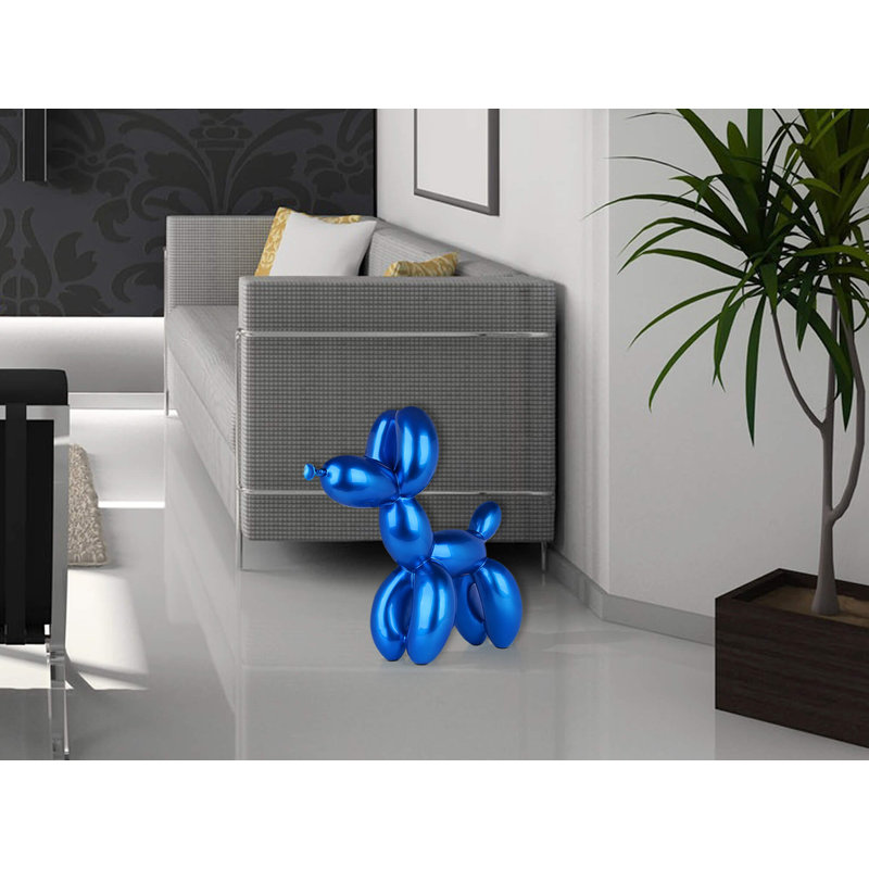 Scultura in resina Cane palloncino Blu