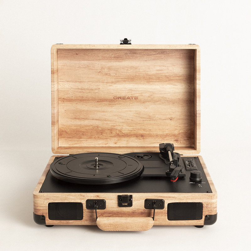 RECORD PLAYER WOOD - Giradischi portatile da valigetta con Bluetooth USB,  SD, microSD e MP3, nero - Create - Acquista su Ventis.