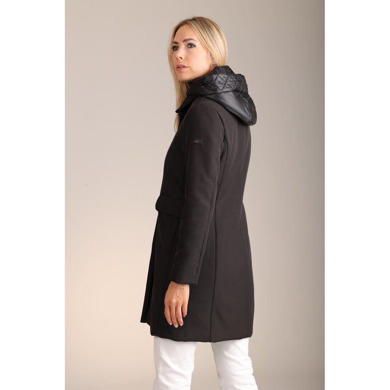 BN48 Cappotto Donna a Due Bottoni Nero