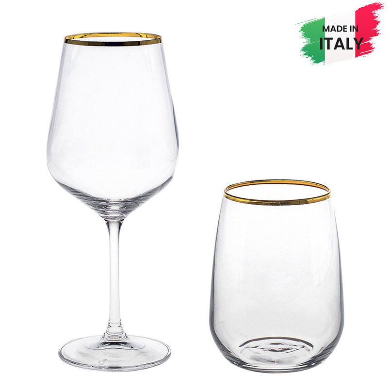 Bicchiere Acqua+Calice Vino Berlino tortora 83584 Set 12 Pezzi (6+