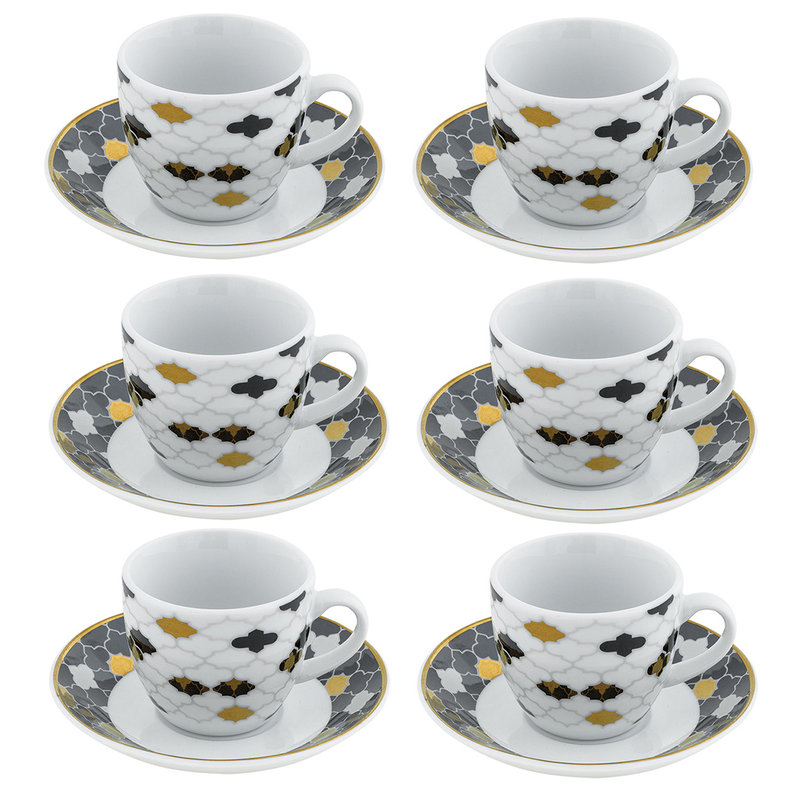 Tazzina + piattino porcellana Tue nero set 6 pezzi