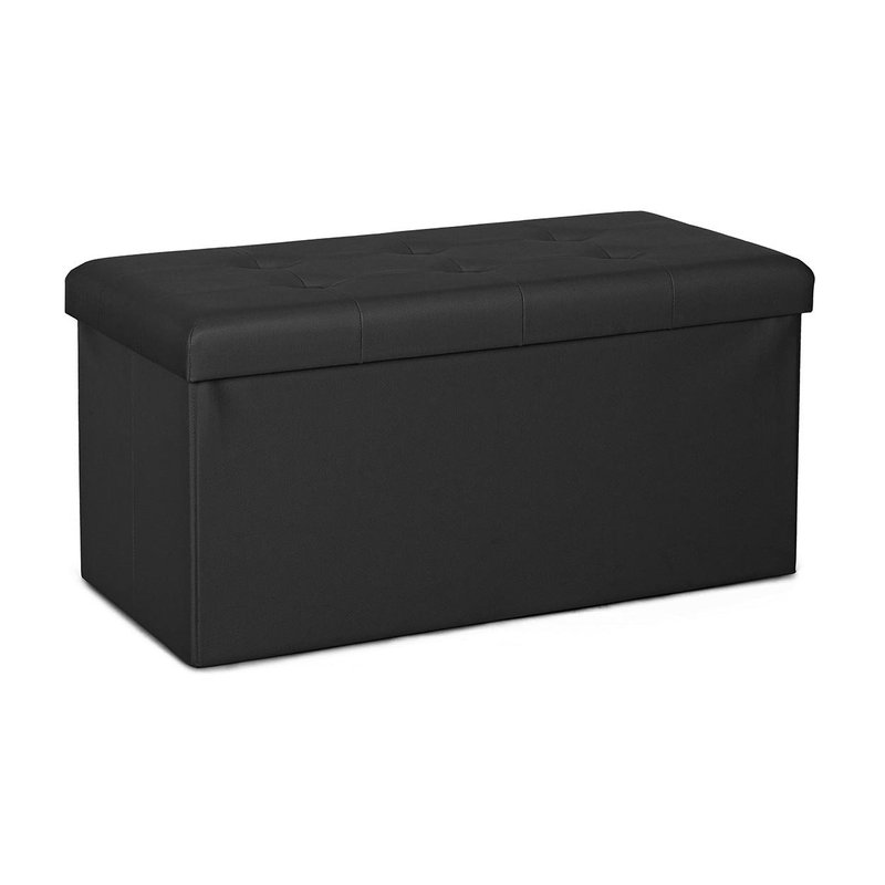 Pouf contenitore pieghevole c-b Magda rettangolare pvc, nero