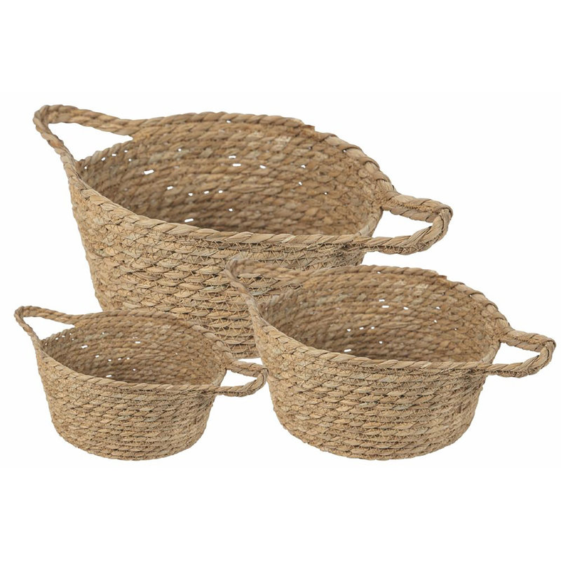 Set de 3 cestas de mimbre natural y blanco ▻ Infantdeco