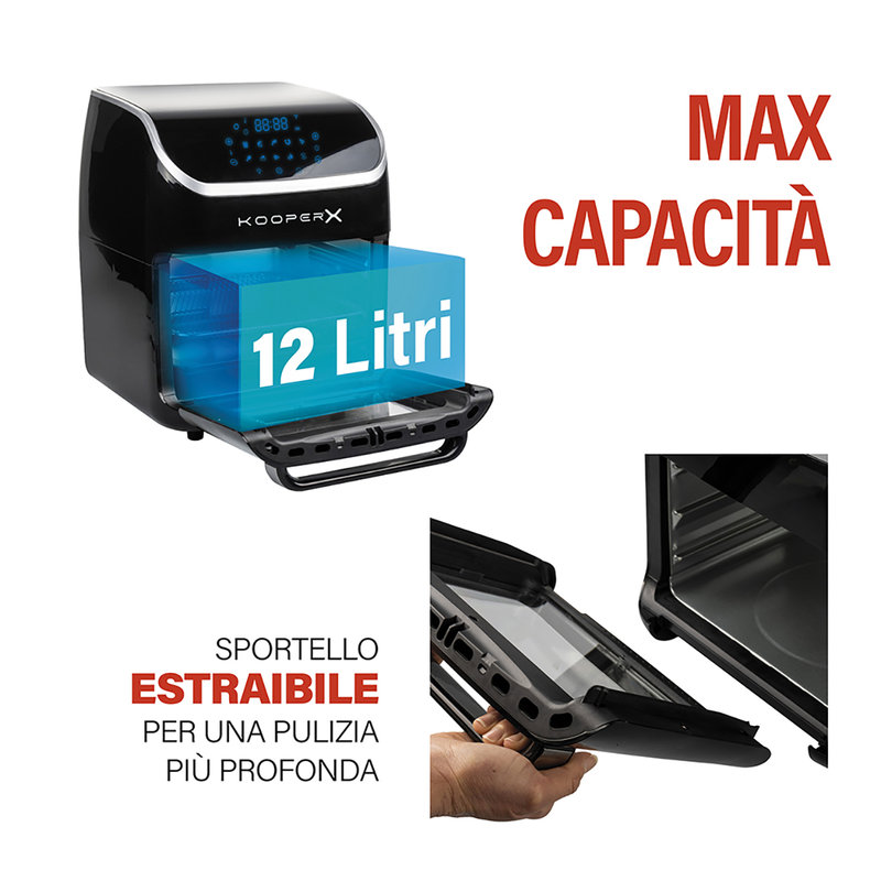 Friggitrice e forno ad aria dig.4in1-12l-1800w nero e si - Kooper -  Acquista su Ventis.