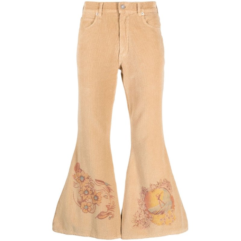 Unisex Corduroy Flared Pants Woven