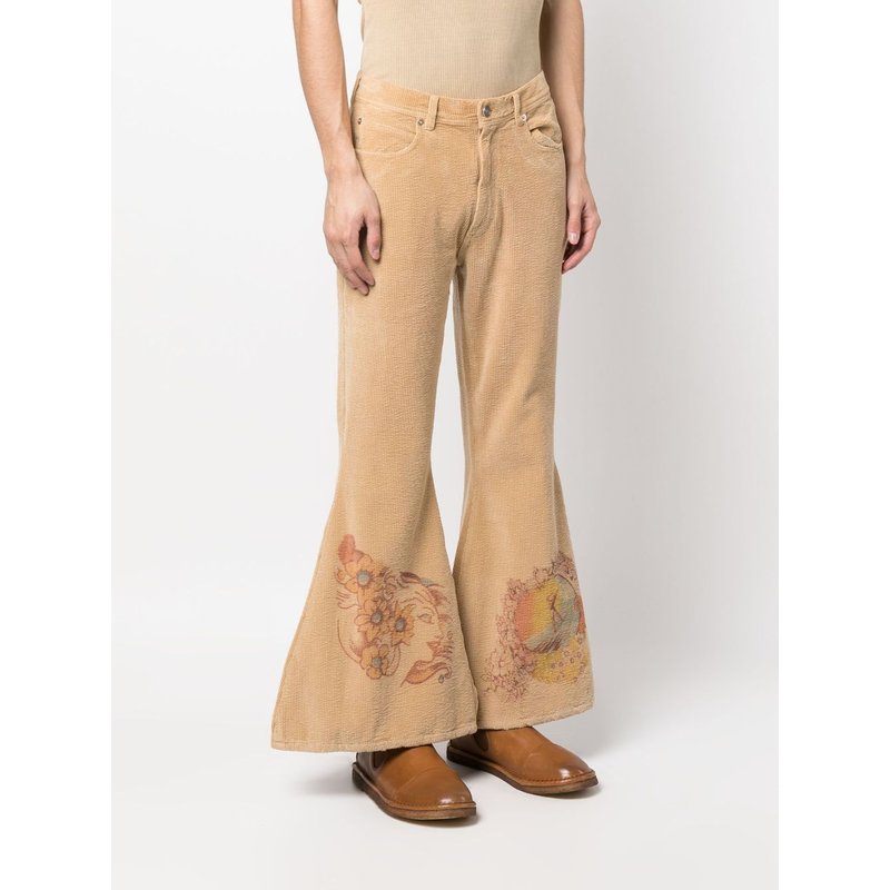 Unisex Corduroy Flared Pants Woven