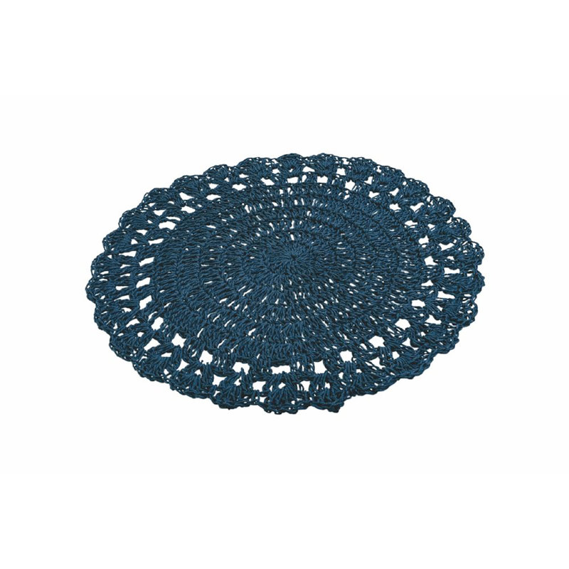 Set of 6 round paper placemats 38 cm, Crochet Ocean