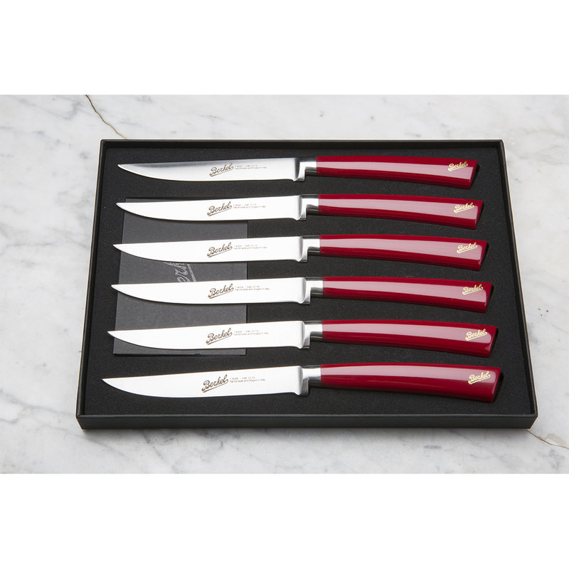 Elegance set of 6 steel steak knives, red - Berkel - Purchase on Ventis.