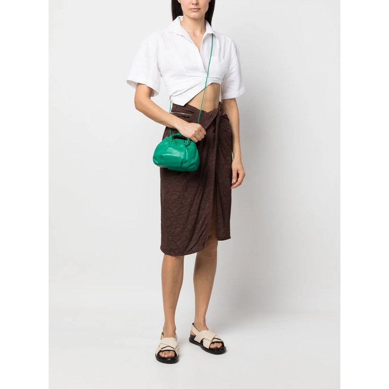 Bombon Braided Handle Pleated Crossbody