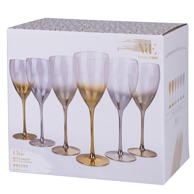 Set di 6 calici vino in vetro colori assortiti cl 37 Barocco