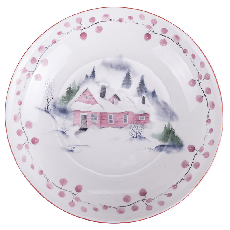 Servizio piatti 18 pezzi in porcellana, 6 posti tavola, decoro natalizio,  Xmas Village - Villa D'Este Home Tivoli 1996 - Purchase on Ventis.