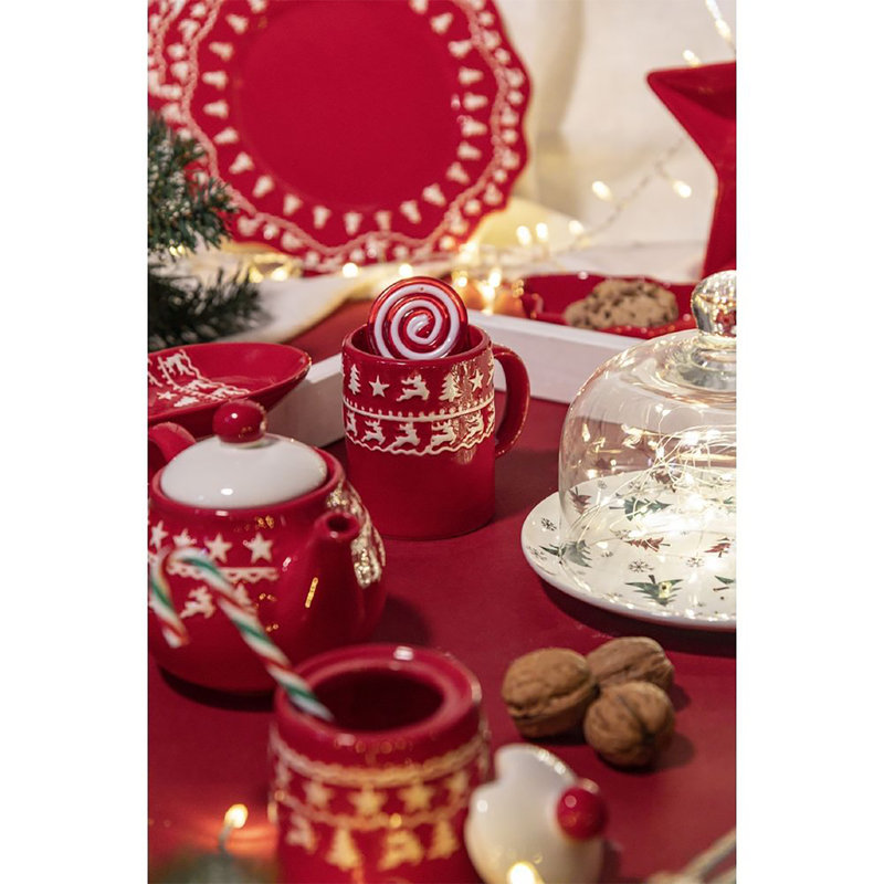 Tazza colazione mug 300 ml in ceramica, Red XMas